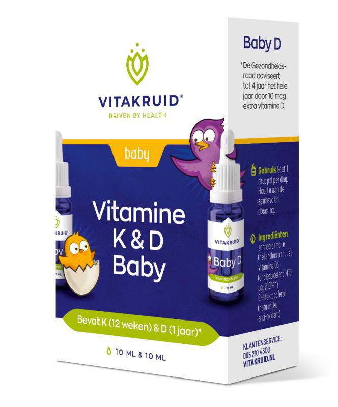 Vitakruid Vitamine k & d baby druppels 2x10ml