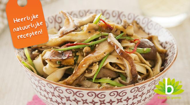 Recept: Pittige paddenstoelen met tagliatelle en groenten